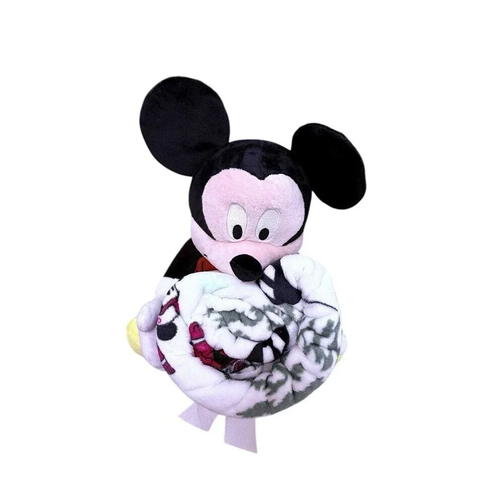 Disney Mickey Mouse 19” Buddy Plush Toy Plus Holiday Winter 50”x60” Throw NWT
